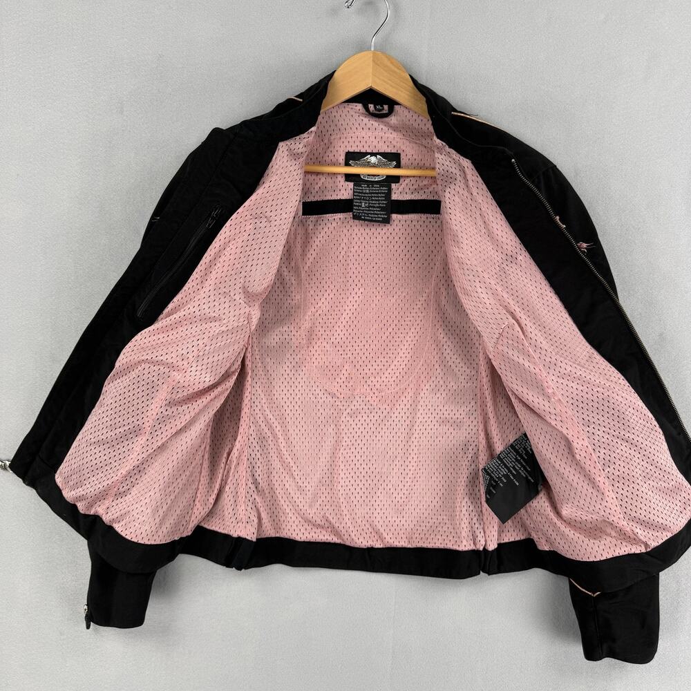 Harley-Davidson Jacket Womens XL Black Mesh Embroidered Motorcycle Riding Zip - Picture 9 of 12